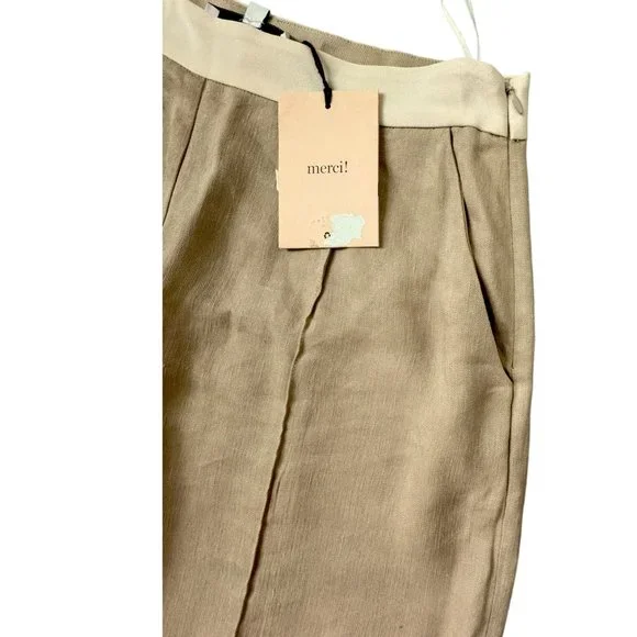 La Ligne Women's Size 10 Lizzie Side Viscose Linen Silk Pant Khaki NWT - Picture 4 of 9